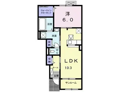 ラ・ルーチェ(1LDK/1階)の間取り写真