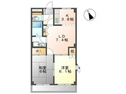 サンパレス(2LDK/1階)の間取り写真