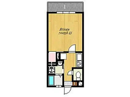 アークレジデンス東谷山(1K/2階)の間取り写真