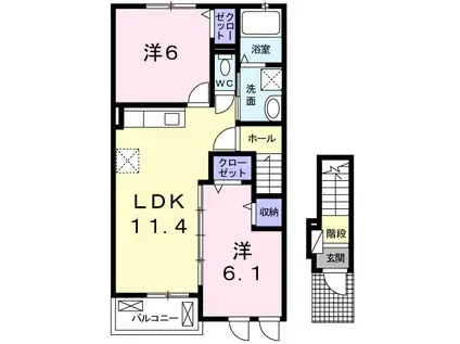 パール・マリン(2LDK/2階)の間取り写真