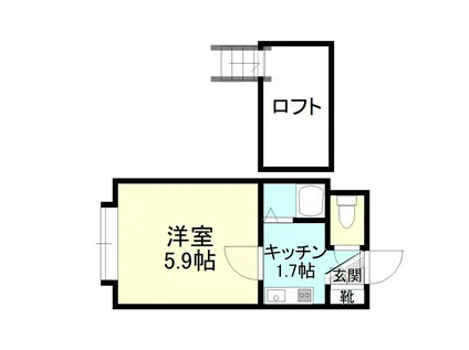 ラガール栄町(1K/2階)の間取り写真