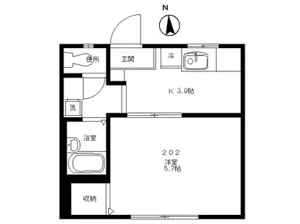 ディアス桜丘(1K/2階)の間取り写真
