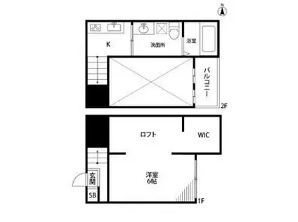 わっせHYOUTANYAMA(1SK/2階)の間取り写真