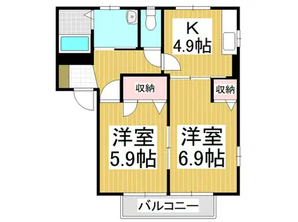 シャーメゾンブロード B(2K/2階)の間取り写真