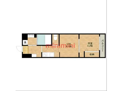 GRACIAS COURT 富田(1LDK/1階)の間取り写真