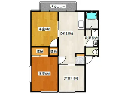 ついてるハイツA(3DK/1階)の間取り写真