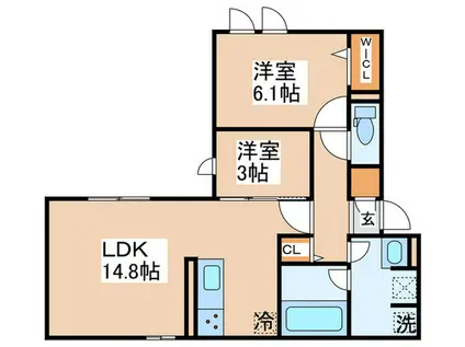 クラシスト苅田ウエスト(2LDK/1階)の間取り写真