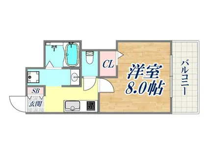 クレアドル須磨Ⅱ(1K/4階)の間取り写真