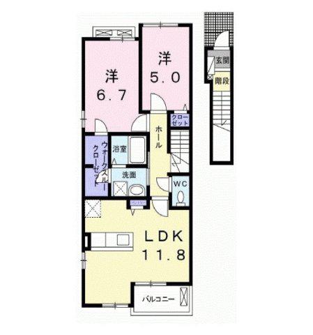 ベルアンジュ(2LDK/2階)の間取り写真