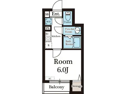 プランドール清水町(1K/3階)の間取り写真
