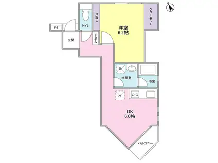 セローセロー自由が丘(1DK/3階)の間取り写真