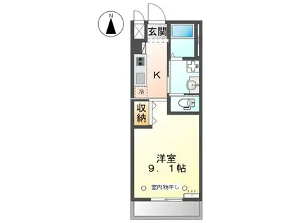 クール スピリット(1K/2階)の間取り写真