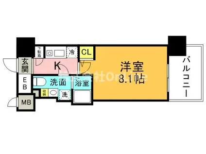 グラマシー京橋(1K/9階)の間取り写真