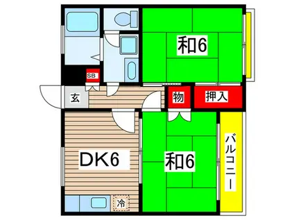メゾンドイズミA(2DK/2階)の間取り写真