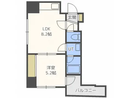 ライズ円山(1LDK/9階)の間取り写真