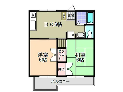 リバーイースト(2DK/1階)の間取り写真