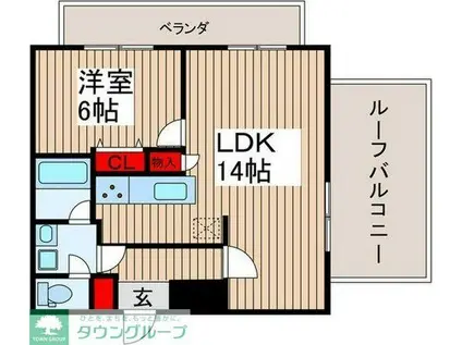 GRAN PASEO六町(1LDK/5階)の間取り写真