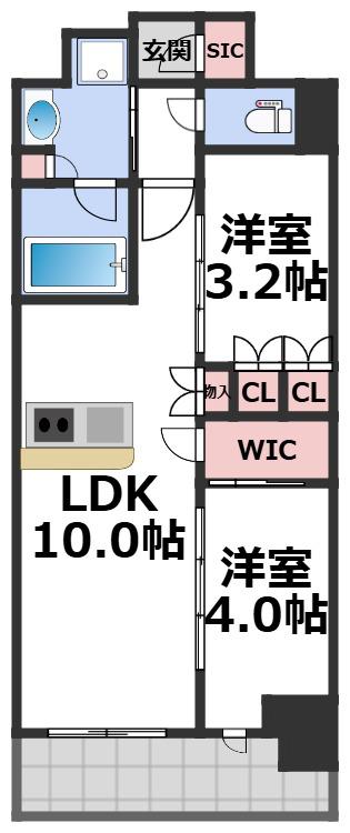 コンフォリア・リヴ博労町一丁目Q(2LDK/5階)の間取り写真