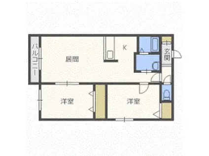ガーデンコート平和通(2LDK/2階)の間取り写真