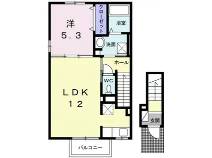 ルピエ宮前(1LDK/2階)の間取り写真