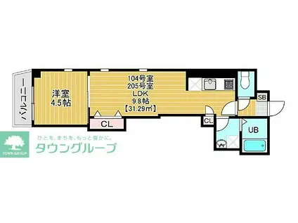 COTE DOR SOGA(1LDK/1階)の間取り写真
