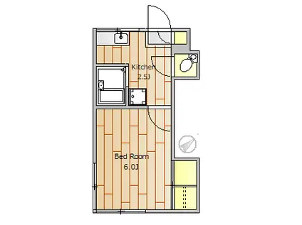 かすみ荘(1K/1階)の間取り写真