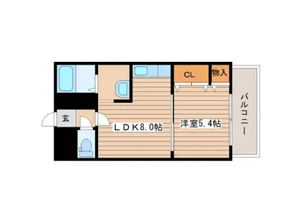 ベルマーレ八軒(1LDK/2階)の間取り写真