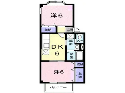 エスポアメゾンII(2DK/1階)の間取り写真