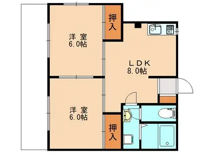 ウィステリア9(2LDK/3階)の間取り写真