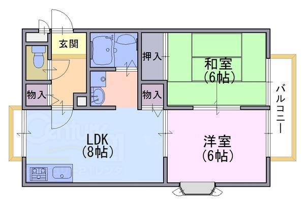 ウィンディアコリーヌ A棟(2DK/2階)の間取り写真