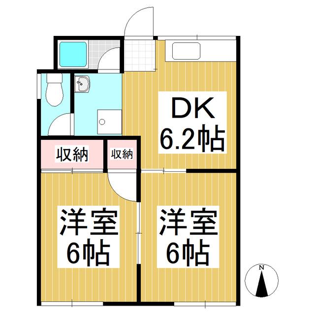 コーポ山辺(2DK/2階)の間取り写真