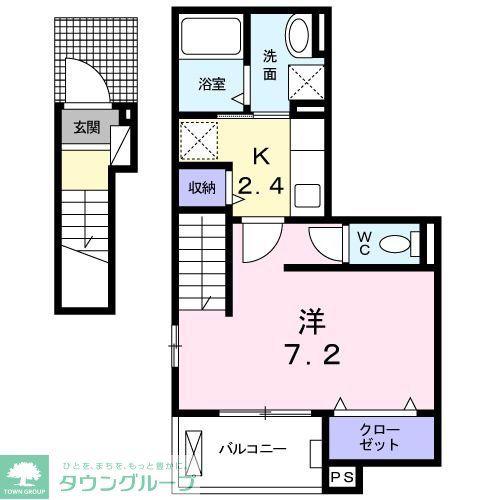 サザンクロス(1K/2階)の間取り写真