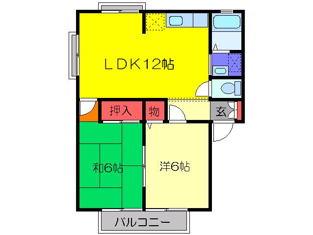 ハイツカルム(2LDK/2階)の間取り写真