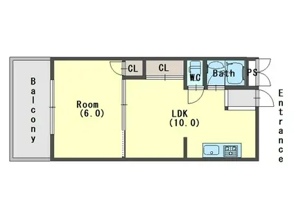 テラスレジデンスあさぎり(1LDK/4階)の間取り写真