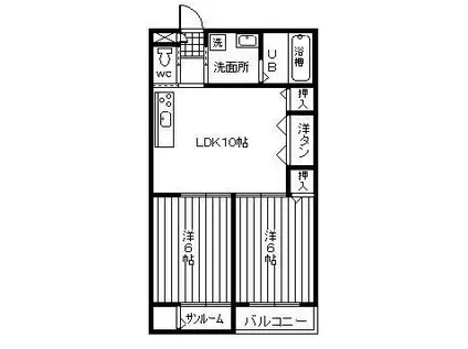 グランシティ(2LDK/4階)の間取り写真