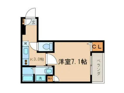 GOLDWIN(1K/1階)の間取り写真