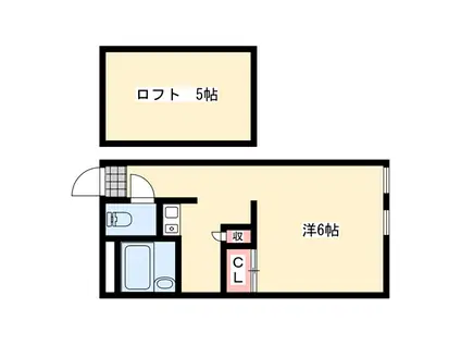 CARDIFF(1K/2階)の間取り写真