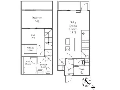 THE LUDLOW NAKAMEGURO(1LDK/2階)の間取り写真
