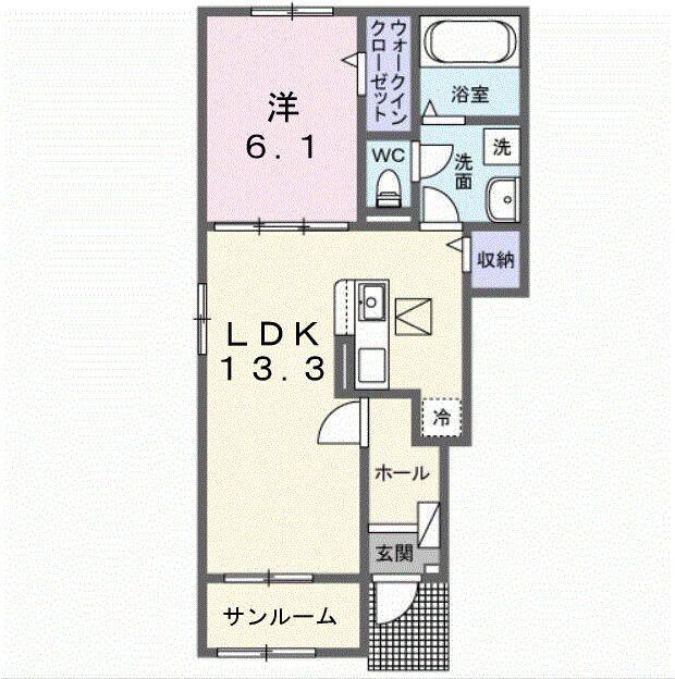 けやきレジデンスα(1LDK/1階)の間取り写真