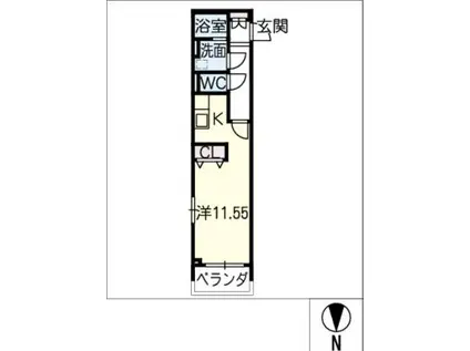 WINS CALM(ワンルーム/2階)の間取り写真