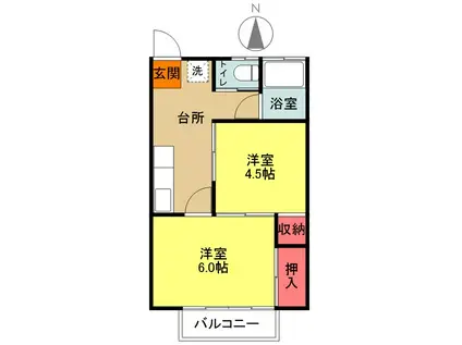 長町ハイツ(2DK/1階)の間取り写真