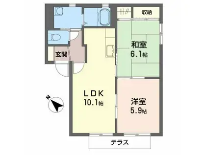 グランデュールあさか(2LDK/1階)の間取り写真