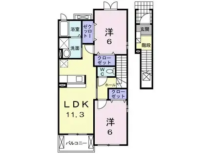 インフォローズB(2LDK/2階)の間取り写真