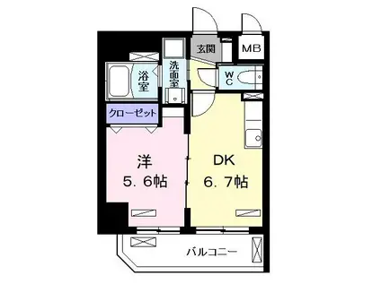 ラフレシール クワトロ(1DK/9階)の間取り写真