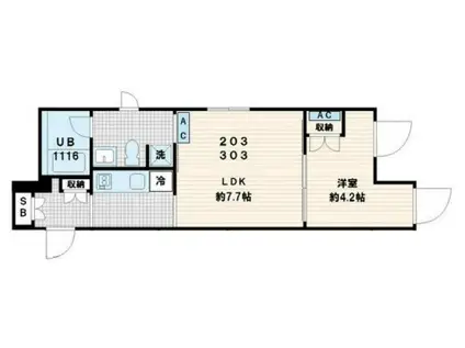 フレア代々木(1LDK/2階)の間取り写真
