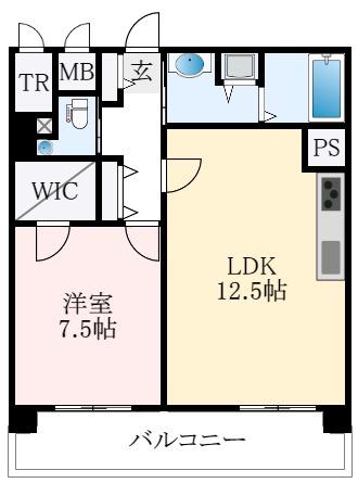 ヴェヌスタ藤井寺(1LDK/7階)の間取り写真