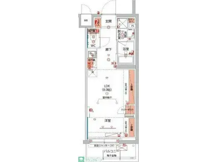 ベルグレードSI(1LDK/2階)の間取り写真