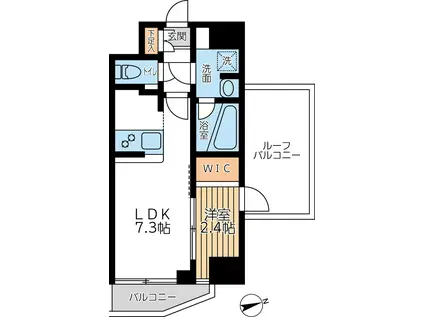 アジールコート西馬込II(1DK/4階)の間取り写真