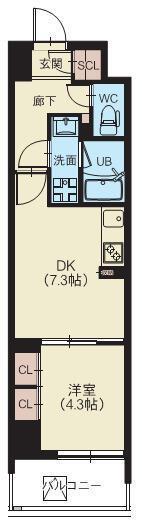 スプランディッド西日暮里(1DK/3階)の間取り写真