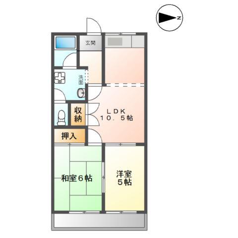 二の丸ハイム(2LDK/2階)の間取り写真